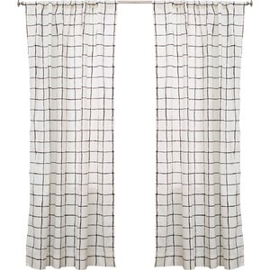 Plaid and Check Semi-Sheer Rod Pocket Single Curtain Panel
