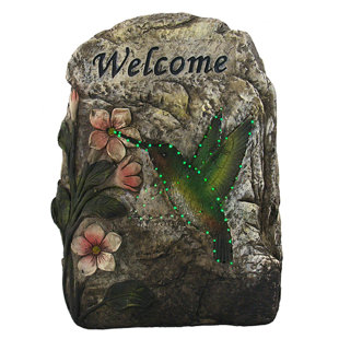 Hummingbird Garden Decor Wayfair Led Lighted Solar Ed Welcome Hummingbird Outdoor Garden Stone