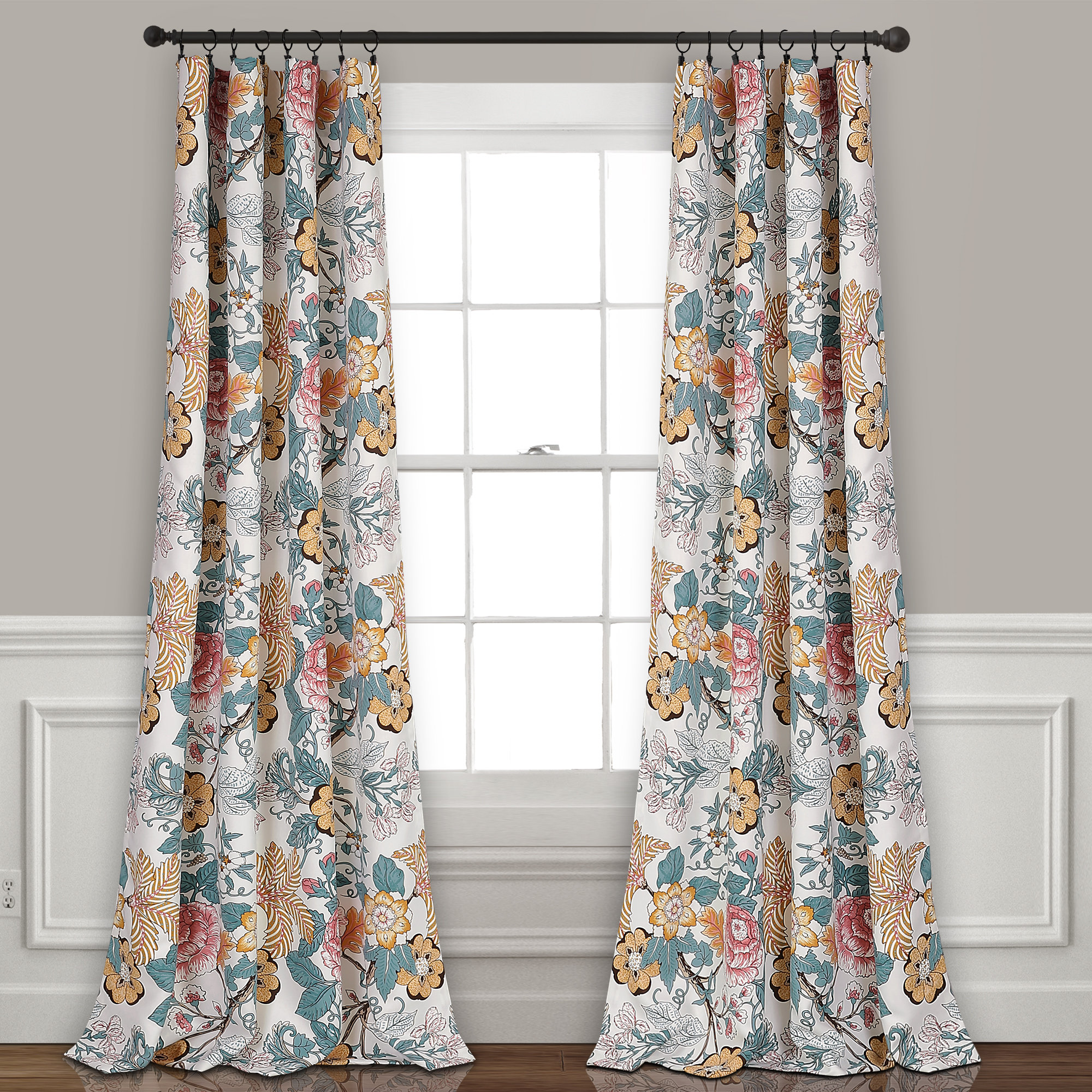 Dellaposta Floral Room Darkening Thermal Rod Pocket Curtain Panels