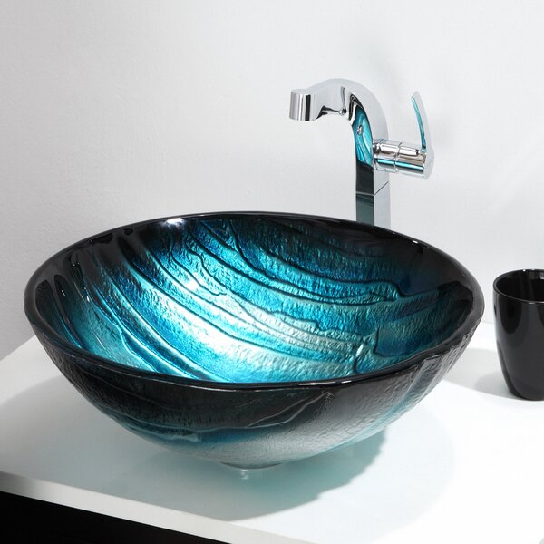 Ladon Glass Circular Vessel Bathroom Sink by Kraus