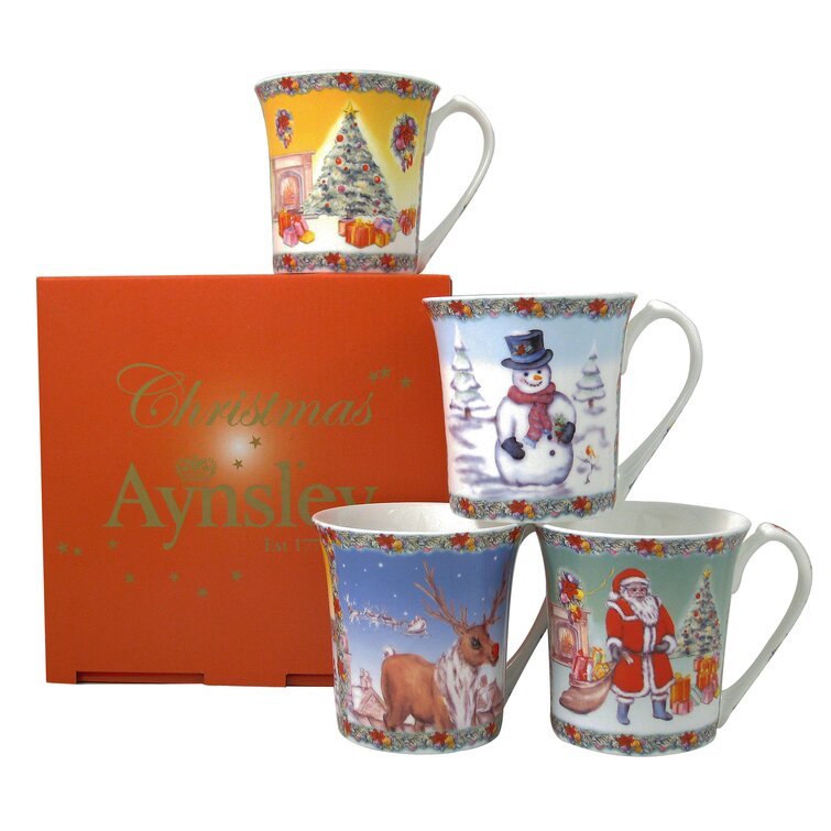 Aynsley Classic Christmas Bone China 4 Piece Coffee Mug Set  Wayfair