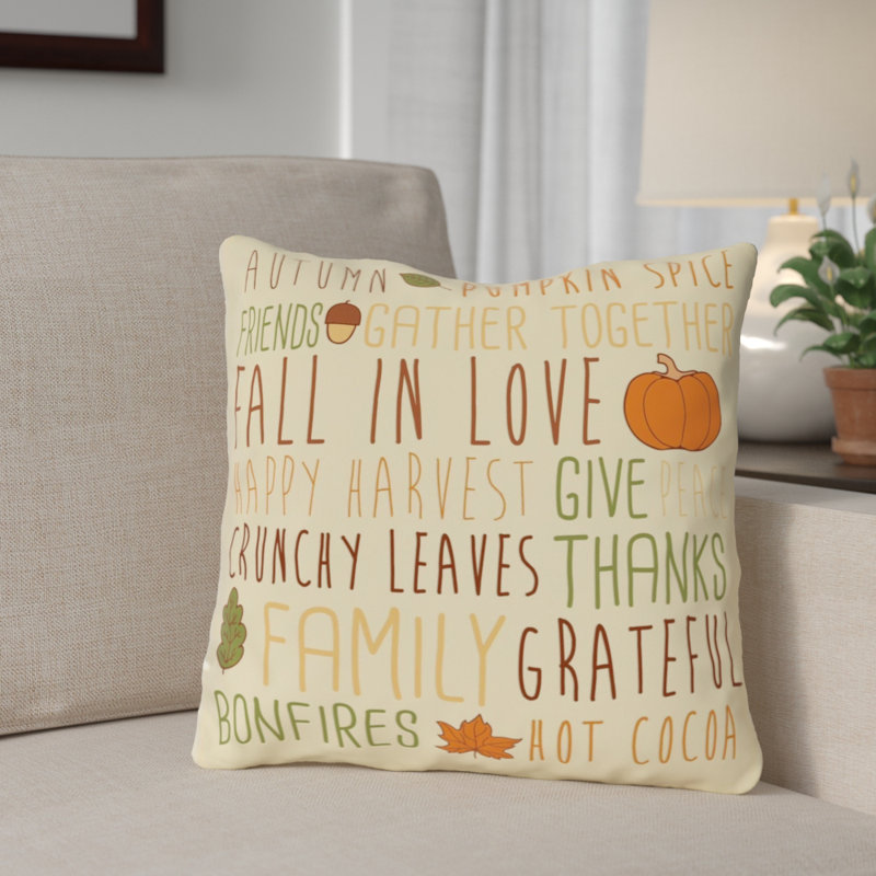 The Holiday Aisle Harvest Word Collage Throw Pillow Reviews
