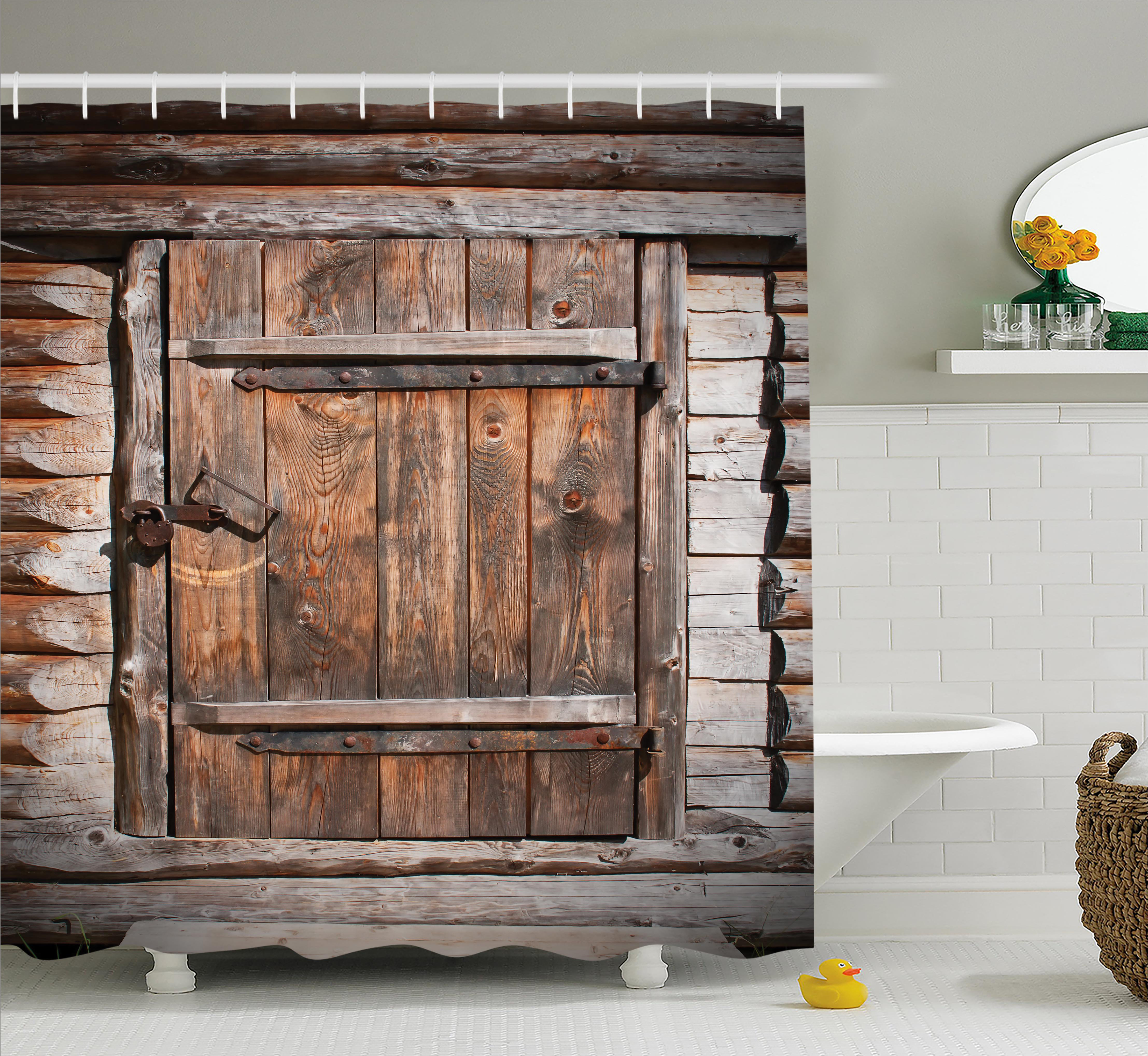 Wood Shower Curtain Part - 17: East Urban Home Vintage Rustic Wooden Door Shower Curtain | Wayfair
