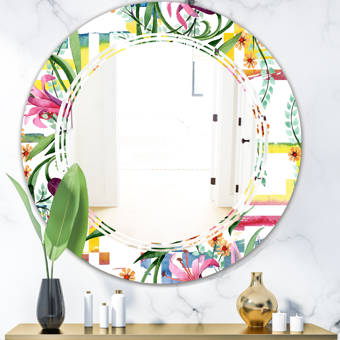 House Of Hampton Griswalde Flower Glass Wall Mirror Reviews Wayfair