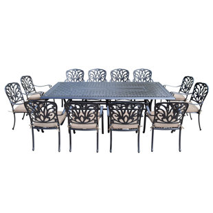 Patio Dining Sets You Ll Love Wayfair Morocco Aluminum 13 Piece Dining Set With Cushions