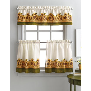 Farmhouse Kitchen Curtains Wayfair Pierceton Sunflower Graden 3 Piece Kitchen Curtains