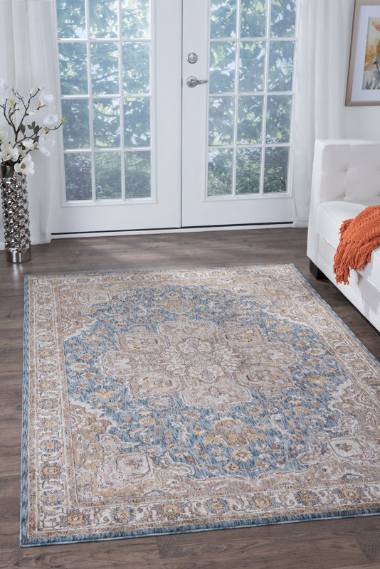 Matteson Traditional Navy/Orange Area Rug & Reviews Joss & Main