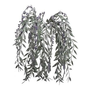 Hanging Weeping Willow Branches with Purple Blossoms
