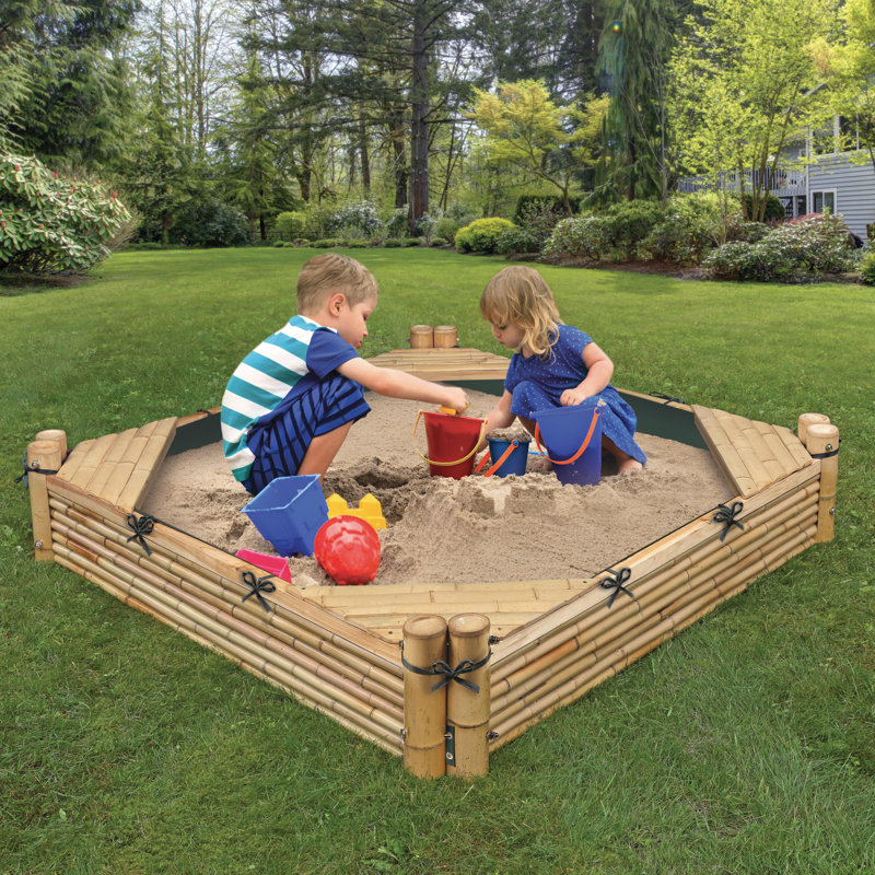 Badger Basket Bamboo Beach 4 6 Square Sandbox With Cover