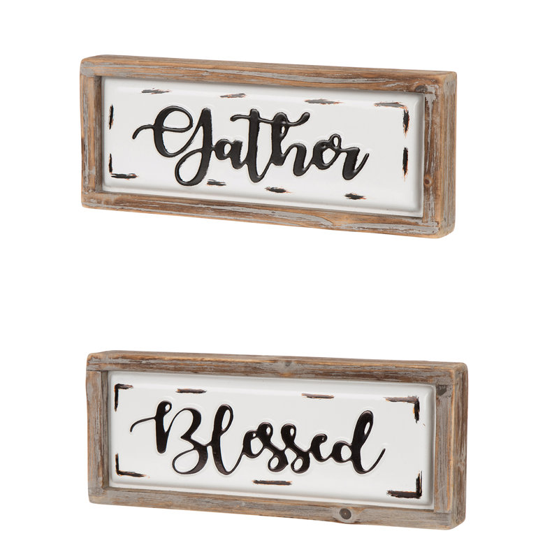 Gracie Oaks 2 Piece Gather And Blessed Framed Wall Decor Set Wayfair