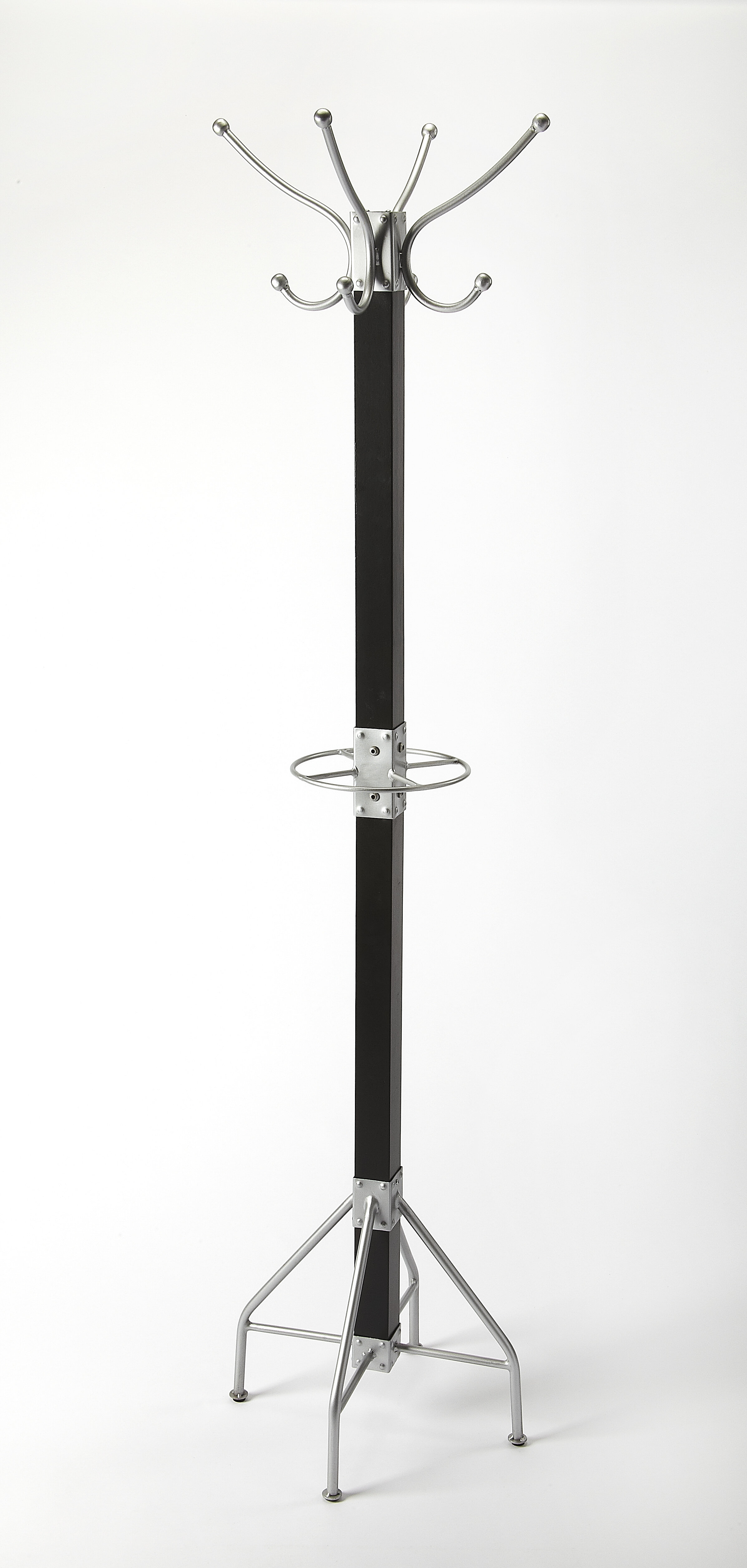 silver coat rack stand
