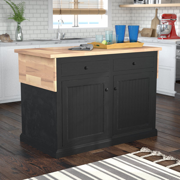 Meredith Kitchen Island With Butcher Block Top By Breakwater Bay Bargain