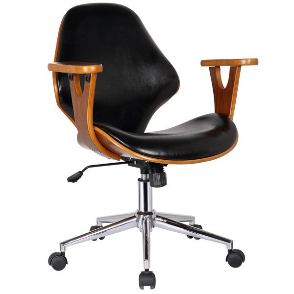 Felson Mid-Back Leather Desk Chair by Langley Street