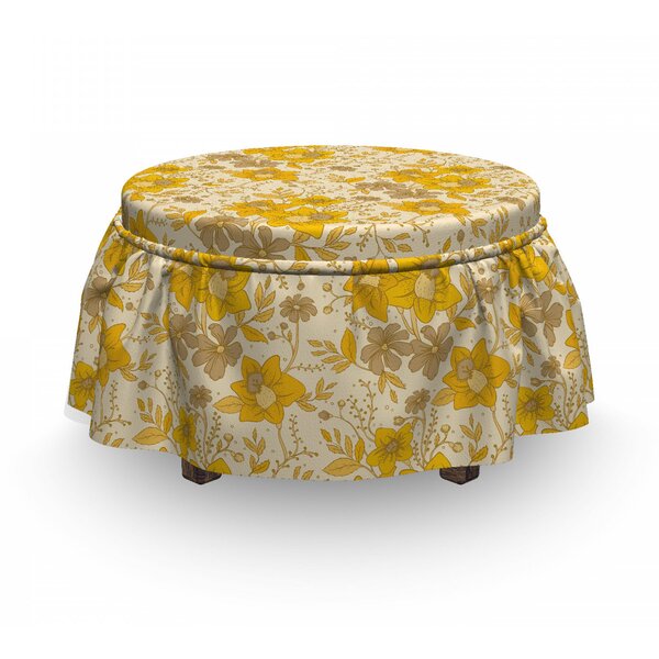 Romance Abstract Flower Ottoman Slipcover (Set Of 2) By East Urban Home