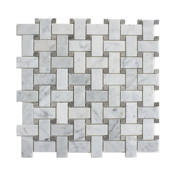 Carrara Basketweave 1 x 2 Marble Mosaic Tile in White by Matrix Stone USA
