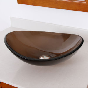 Tempered Glass Boat Oval Vessel Bathroom Sink