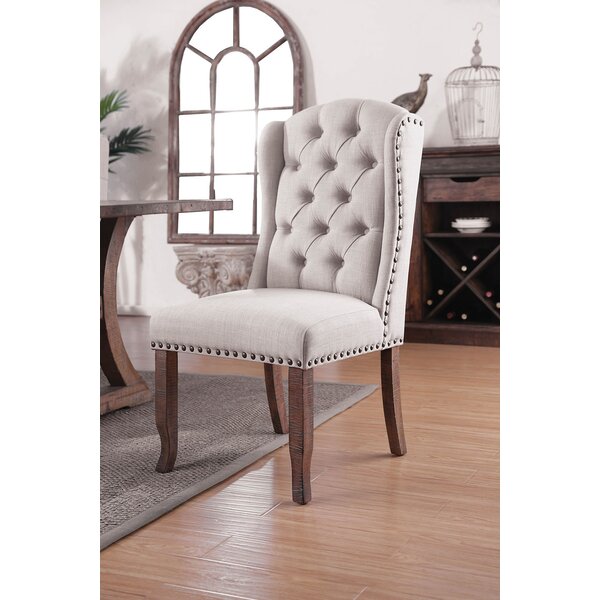 Myrna Tufted Upholstered Side Chair In Cream/Brown (Set Of 2) By Canora Grey
