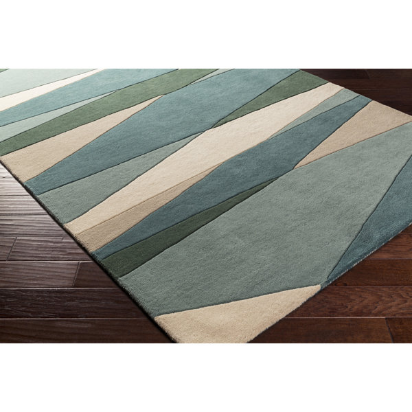 Dewald Hand-Tufted Dark Green Area Rug by Ebern Designs