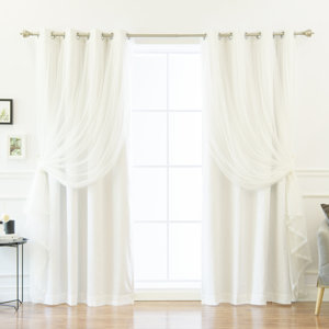 Mix and Match Tulle Solid Blackout Thermal Grommet Single Curtain Panel