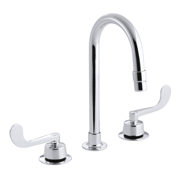 Triton Widespread Commercial Bathroom Sink Faucet with Gooseneck Spout with Vandal-Resistant Aerator and Rigid Connections, Requires Handles, Drain Not Included by Kohler