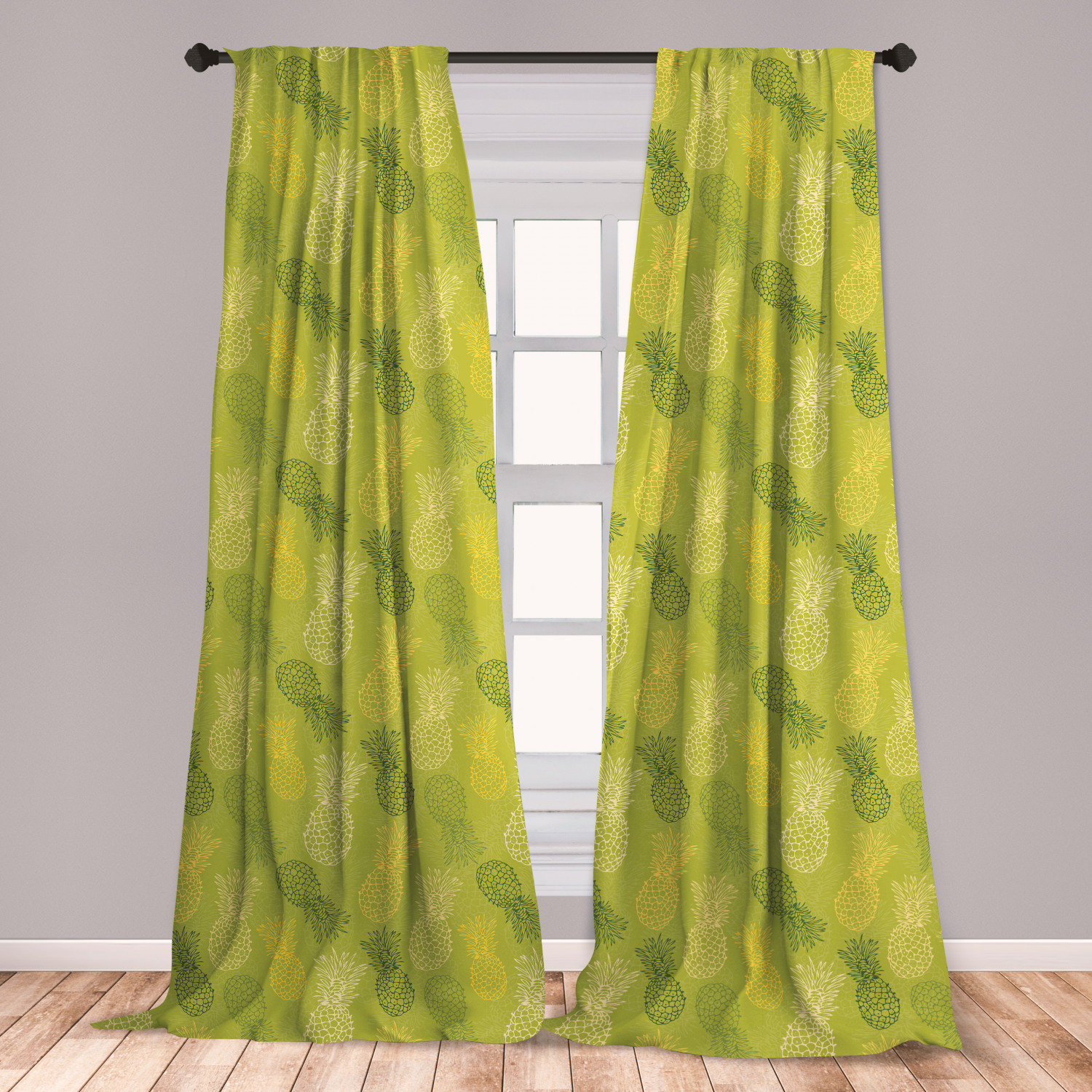 East Urban Home Ambesonne Green Leaf Window Curtains Hand Drawn