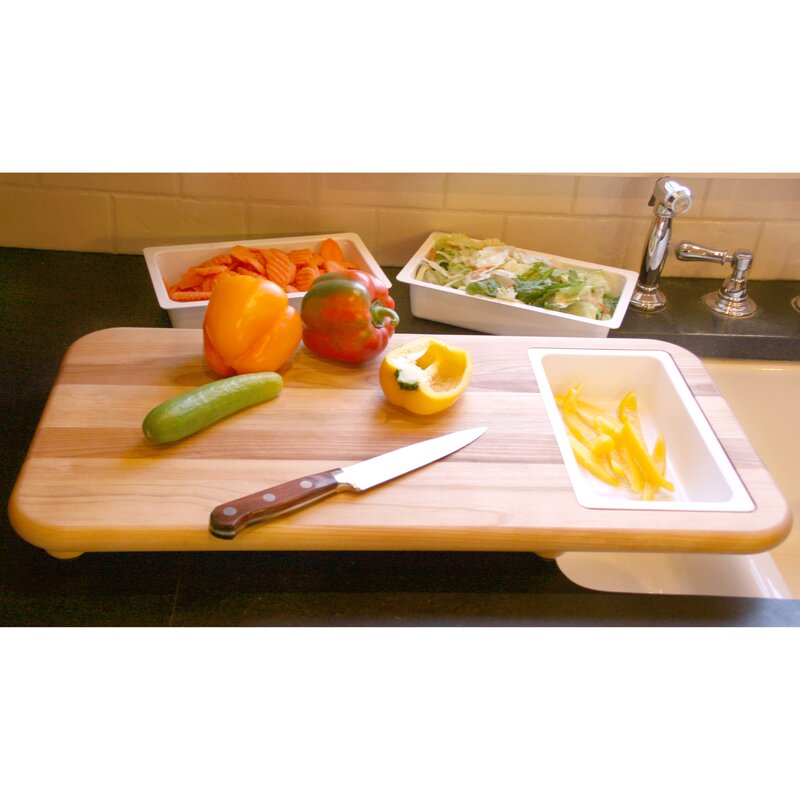 cutting board with trays