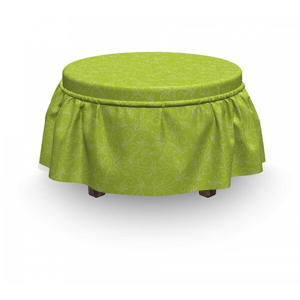Review Leaf Doodle Curly Flora 2 Piece Box Cushion Ottoman Slipcover Set