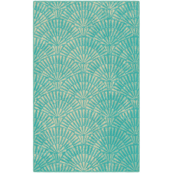 Howells Art Deco Aqua Area Rug by Highland Dunes