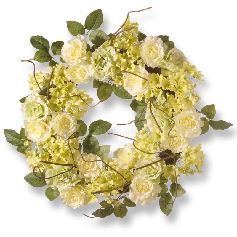 National Tree Co. 24" Silk Hydrangea and Rose Wreath & Reviews Wayfair