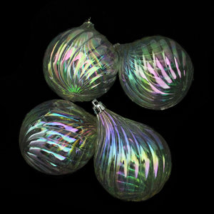 Transparent Finial Drop Shatterproof Christmas Ornament (Set of 4)