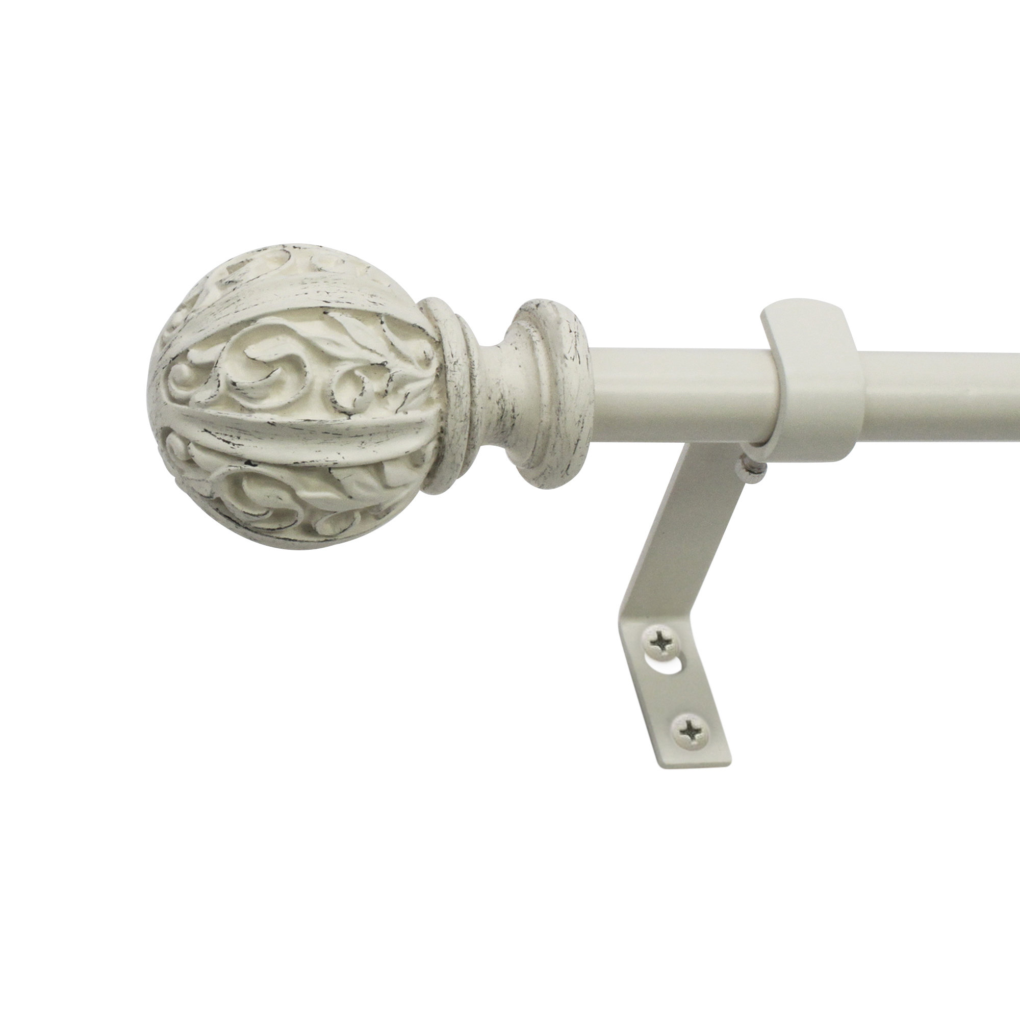 Lark Manor Parlex Core Leaf Ball Telescoping Drapery Rod Set