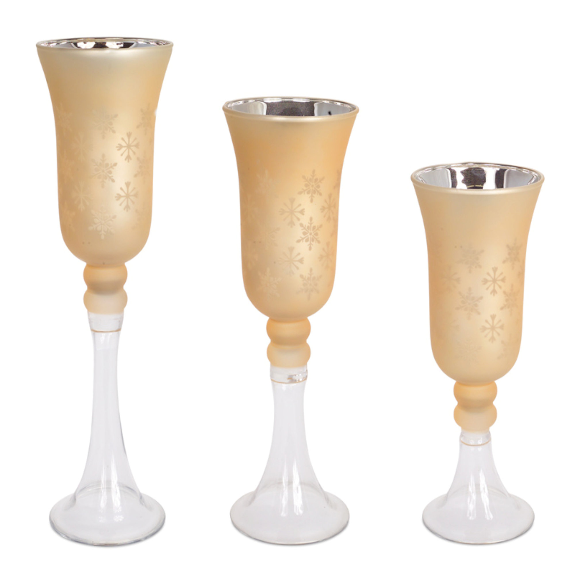 The Holiday Aisle Snowflake 3 Piece Glass Votive Holder Set Wayfair