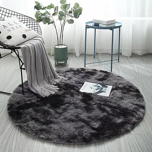 Mercer41 Fluffy Colorful Shag Round Area Rug Plush Carpet ...