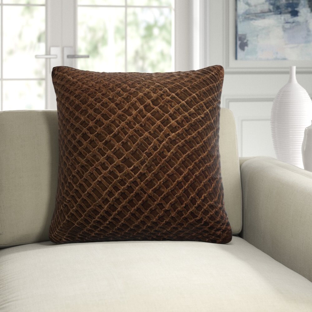 Online Designer Combined Living/Dining Velvet Throw Pillow Color: Brown