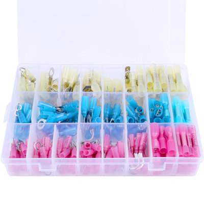 Heat Shrink Wire Connectors Assortment Crimp Terminals Marine Case Kit（Set Of 250） Boshen