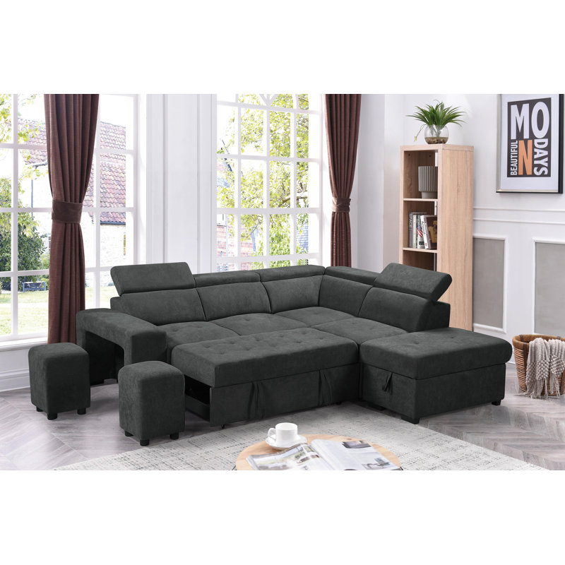 alleyn 97 right hand facing sleeper sectional with ottoman