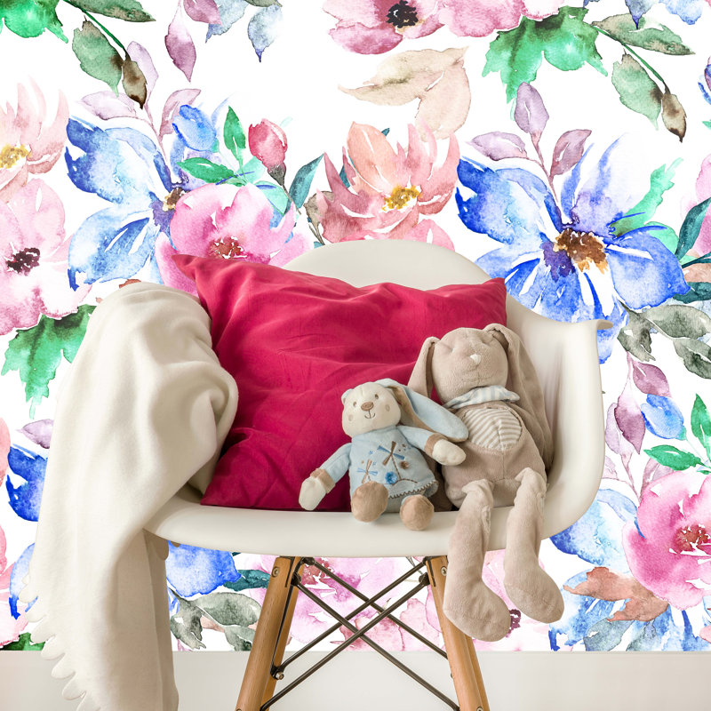 Bungalow Rose Mcgowan Removable Nursery Watercolor Flowers 7 92 L