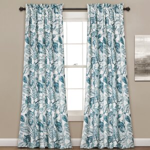 Morristown Nature/Floral Blackout Thermal Rod Pocket Curtain Panels (Set of 2)