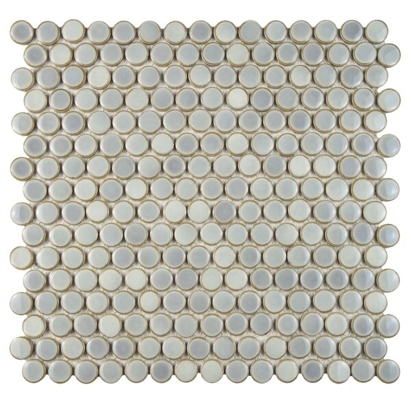 Penny 0.8 x 0.8 Porcelain Mosaic Tile in Glossy Gray by EliteTile