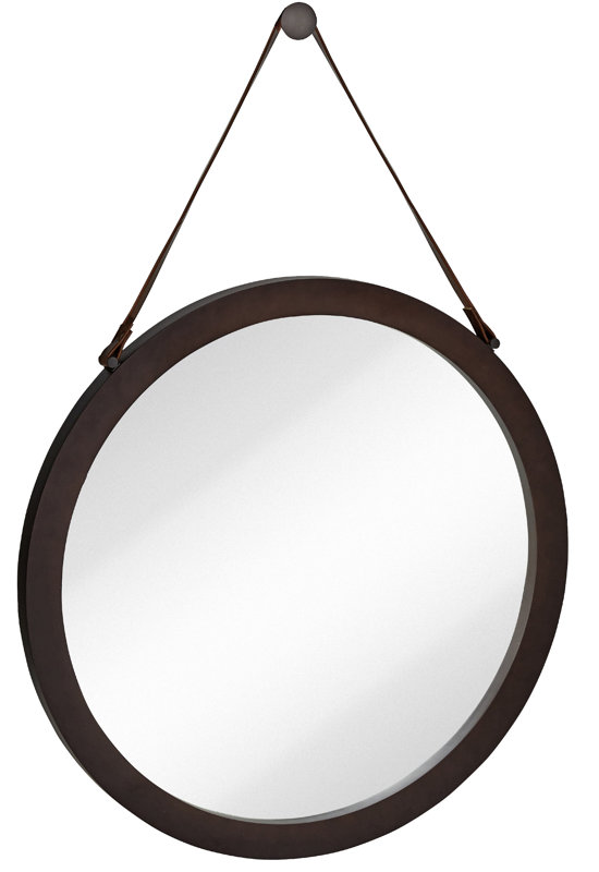 Round Mirror Leather Strap Wayfair Round Urban Modern Leather Strap Decorative Hanging Wall Mirror