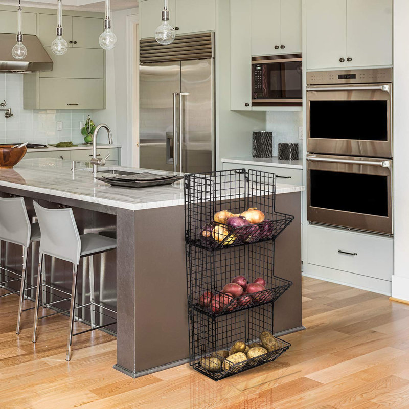 Williston Forge 3 Tier Fruit Stand Wall Mount Kitchen Storage