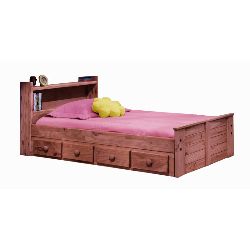Harriet Bee Chiu Twin Mate S Captain Bed With Bookcase Headboard And Storage Wayfair Harriet Bee Chiu Twin Mate S Captain