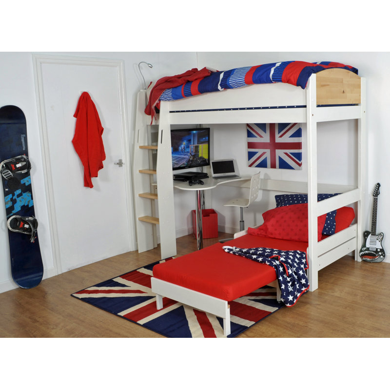 Jodi European Single L shaped Bunk Bed with Trundle and Desk