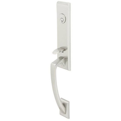 Apollo Single Cylinder Keyed Entry Handleset Emtek Interior KnobLever Type Hermes Lever Finish Satin Nickel Handle Orientation Right Handed