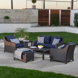 Northridge 6 Piece Rattan Sunbrella Sofa Set with Cushions