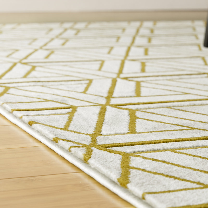 Langley Street Ginsberg Light Gray/Gold Area Rug & Reviews Wayfair