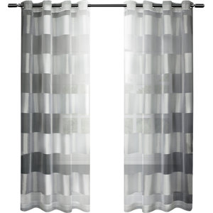Britain Striped Sheer Grommet Curtain Panels (Set of 2)