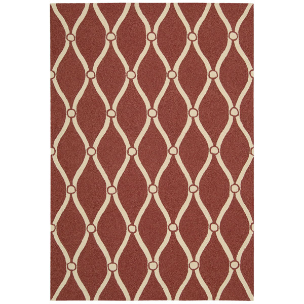 Perryman Hand-Tufted Red/Beige Indoor/Outdoor Area Rug