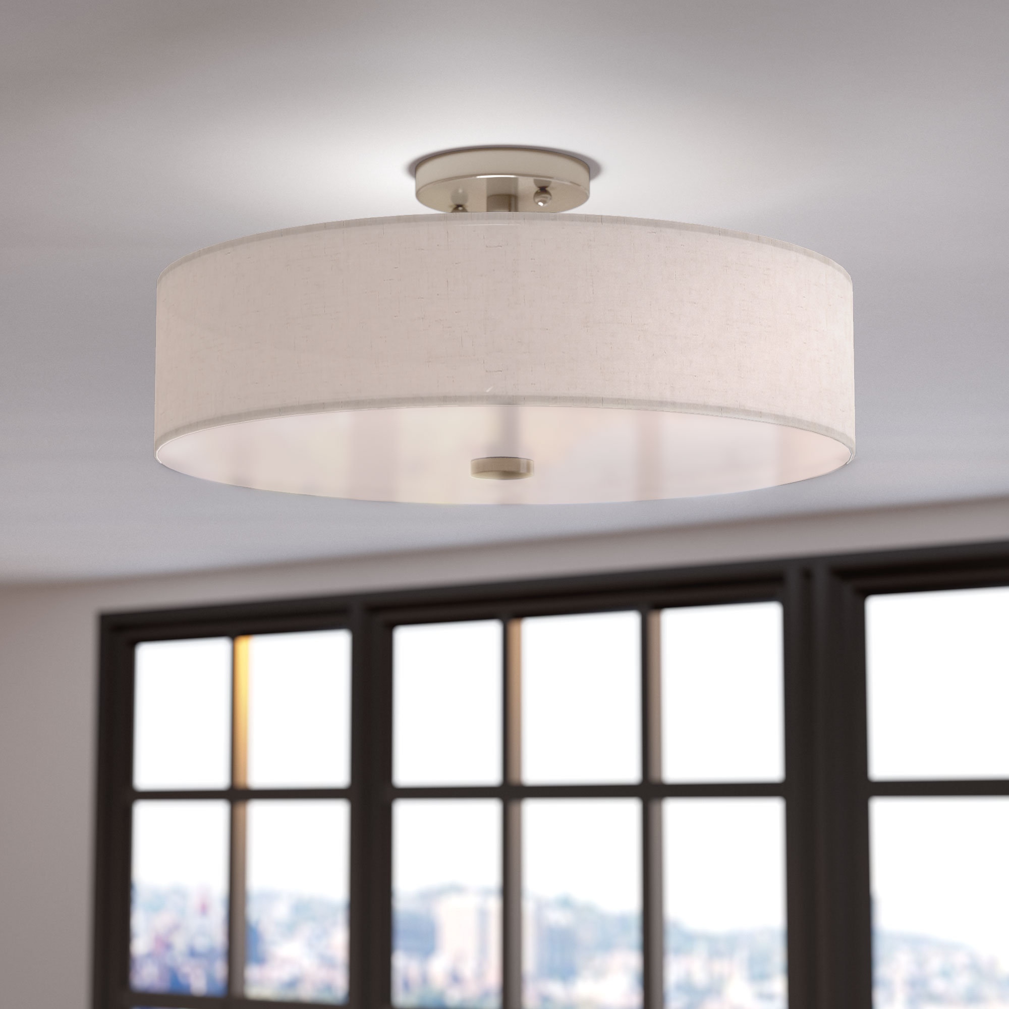 Ivy Bronx Alina 4 Light 18 Shaded Drum Semi Flush Mount Ivy Bronx Alina 4 Light 18 Shaded