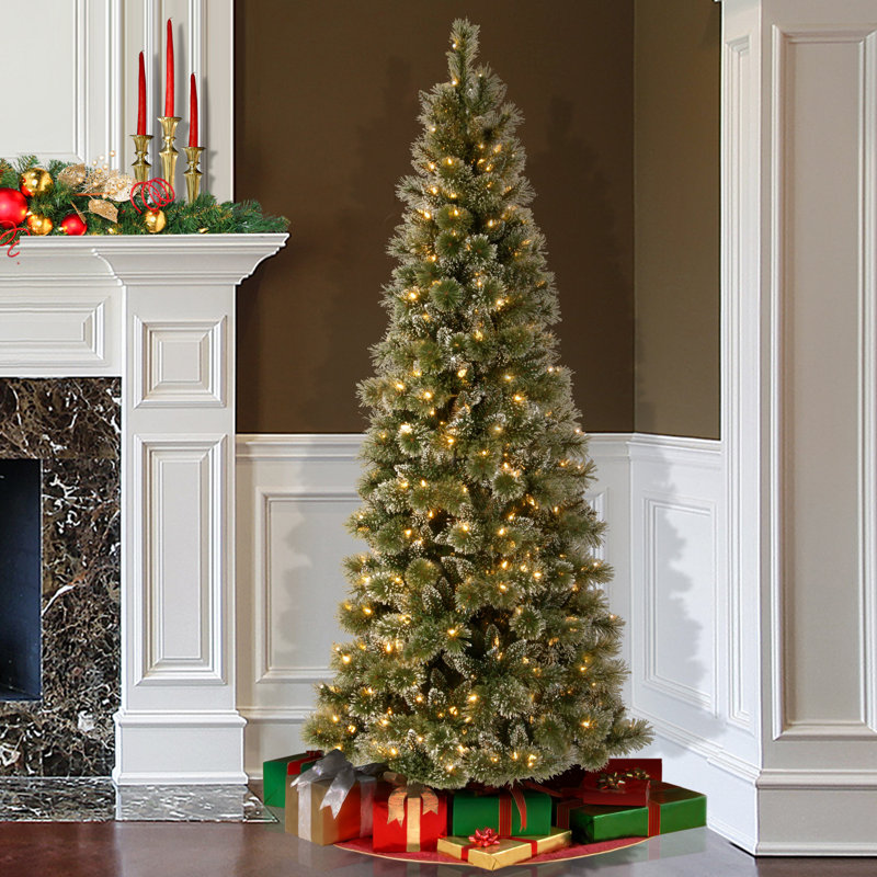 darby home co pine 7 5 green slim artificial christmas tree with skinny artificial christmas tree